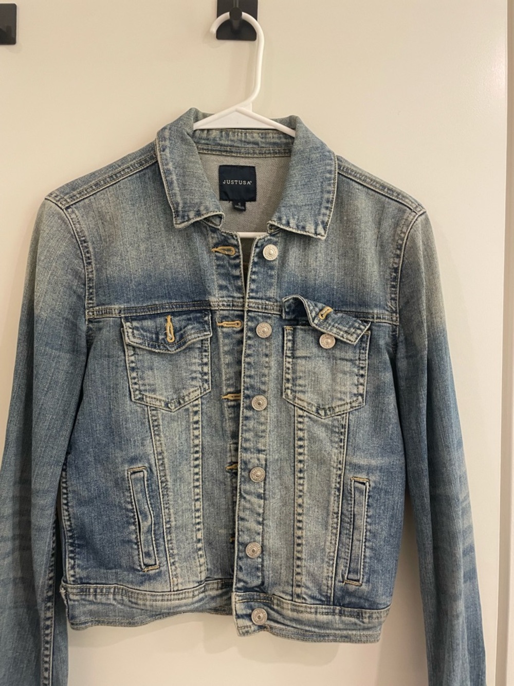 Just USA Distressed Light Blue Denim Jacket